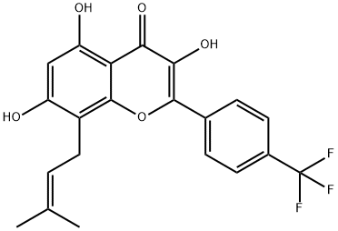 3,5,7-Trihydroxy-8-(3-methyl-but-2-enyl)-2-(4-trifluoromethyl-phenyl)-chromen-4-one 구조식 이미지