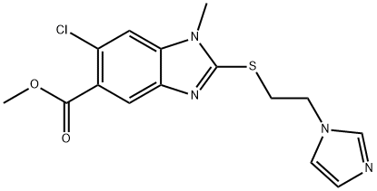 Methyl 2-((2-(1H-imidazol-1-yl)ethyl)thio)-6-chloro-1-methyl-1H-benzo[d]imidazole-5-carboxylate 구조식 이미지