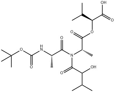 N-[(1,1-Dimethylethoxy)carbonyl]-L-alanyl-(2S)-2-hydroxy-3-methylbutanoyl-L-alanyl-(2S)-2-hydroxy-3-methylbutanoic acid hydrate Structure