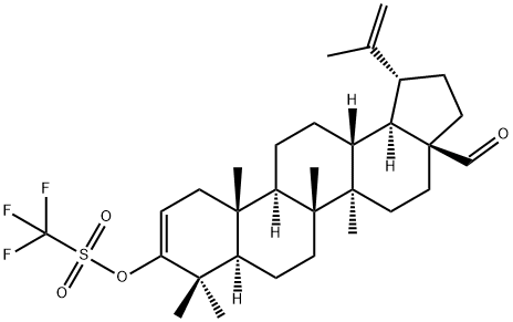 (1R,3aS,5aR,5bR,7aR,11aR,11bR,13aR,13bR)-3a-formyl-5a,5b,8,8,11a-pentamethyl-1-(prop-1-en-2-yl)-2,3,3a,4,5,5a,5b,6,7,7a,8,11,11a,11b,12,13,13a,13b-octadecahydro-1H-cyclopenta[a]chrysen-9-yl trifluoromethanesulfonate Structure