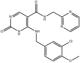 4-((3-chloro-4-methoxybenzyl)amino)-2-hydroxy-N-(pyrimidin-2-ylmethyl)pyrimidine-5-carboxamide 구조식 이미지