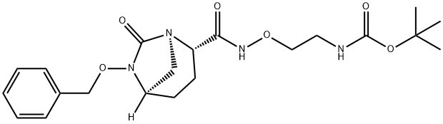 N-[2-[[[[(1R,2S,5R)-7-Oxo-6-(phenylmethoxy)-1,6-diazabicyclo[3.2.1]oct-2-yl]carbonyl]amino]oxy]ethyl]carbamic acid 1,1-dimethylethyl ester Structure