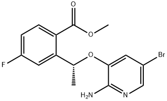 methyl(R)-2-(1-((2-amino-5-bromopyridin-3-yl)oxy)ethyl)-4-fluorobenzoate 구조식 이미지