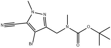 tert-butyl((4-bromo-5-cyano-1-methyl-1H-pyrazol-3-yl)methyl)(methyl)carbamate Structure