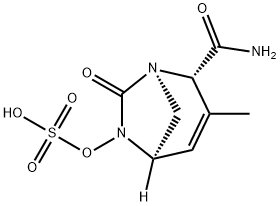 (2S,5R)-2-carbamoyl-3-methyl-7-oxo-1,6-diazabicyclo[3.2.1]oct-3-en-6-ylhydrogensulfate 구조식 이미지