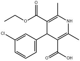 4-(3-Chlorophenyl)-5-(ethoxycarbonyl)-2,6-dimethyl-1,4-dihydropyridine-3-carboxylic acid 구조식 이미지