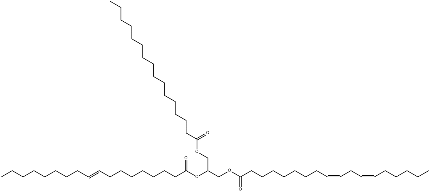 1-Hexadecanoyl-2-(trans-9-octadecenoyl)-3-(cis-9,12-octadecadienoyl)-rac-glycerol Structure