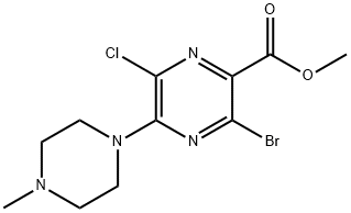 Methyl 3-bromo-6-chloro-5-(4-methylpiperazin-1-yl)pyrazine-2-carboxylate Structure