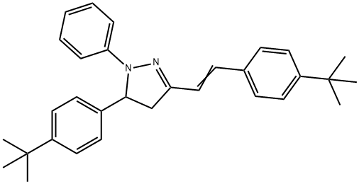 (E)-5-(4-(tert-butyl)phenyl)-3-(4-(tert-butyl)styryl)-1-phenyl-4,5-dihydro-1H-pyrazole Structure