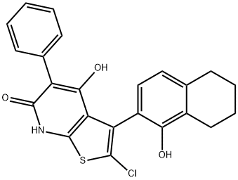 2-chloro-4-hydroxy-3-(1-hydroxy-5,6,7,8-tetrahydronaphthalen-2-yl)-5-phenylthieno[2,3-b]pyridin-6(7H)-one(WXG01628) Structure