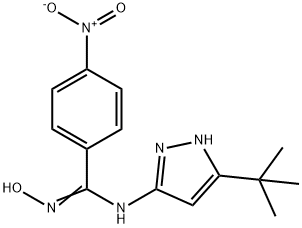 N-Hydroxy-N'-[5-(2-methyl-2-propanyl)-1H-pyrazol-3-yl]-4-nitroben zenecarboximidamide Structure