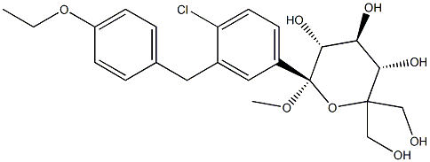 (2S,3R,4S,5S)-2-(4-chloro-3-(4-ethoxybenzyl)phenyl)-6,6-bis(hydroxymethyl)-2-methoxytetrahydro-2H-pyran-3,4,5-triol Structure
