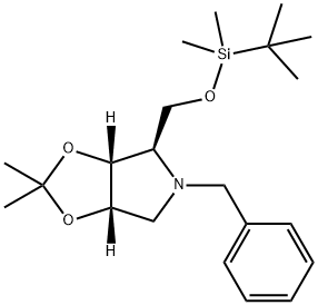 4H-1,3-Dioxolo[4,5-c]pyrrole, 4-[[[(1,1-dimethylethyl)dimethylsilyl]oxy]methyl]tetrahydro-2,2-dimethyl-5-(phenylmethyl)-, (3aR,4R,6aS)- 구조식 이미지