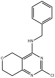 N-benzyl-2-chloro-7,8-dihydro-5H-pyrano[4,3-d]pyrimidin-4-amine 구조식 이미지