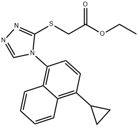 Acetic acid, 2-[[4-(4-cyclopropyl-1-naphthalenyl)-4H-1,2,4-triazol-3-yl]thio]-, ethyl ester Structure