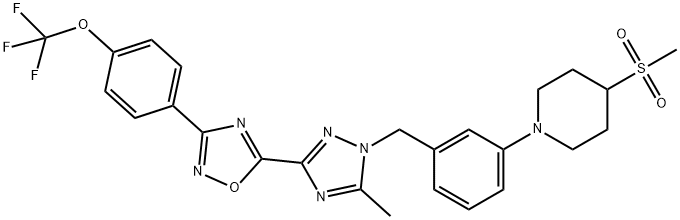 1570496-34-2 5-(5-methyl-1-(3-(4-(methylsulfonyl)piperidin-1-yl)benzyl)-1H-1,2,4-triazol-3-yl)-3-(4-(trifluoromethoxy)phenyl)-1,2,4-oxadiazole