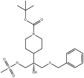 (S)-tert-Butyl 4-(1-(benzylthio)-2-hydroxy-3-((methylsulfonyl)oxy)propan-2-yl)piperidine-1-carboxylate Structure