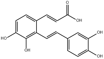 2-Propenoic acid,3-[2-[(1E)-2-(3,4-dihydroxyphenyl)ethenyl]-3,4-dihydroxyphenyl]-, (2E)-
 구조식 이미지