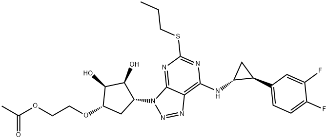 1616703-93-5 2-(((1S,2S,3S,4R)-4-(7-(((1R,2S)-2-(3,4-difluorophenyl)cyclopropyl)amino)-5-(propylthio)-3H-[1,2,3]triazolo[4,5-d]pyrimidin-3-yl)-2,3-dihydroxycyclopentyl)oxy)ethyl acetate
