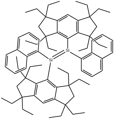 (E)-1,2-Bis(1-naphthyl)-1,2-bis(1,1,3,3,5,5,7,7-octaethyl-1,2,3,5,6,7-hexahydro-s-indacen-4-yl)disilene Structure