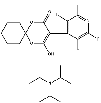 N-Ethyl-N-isopropylpropan-2-aminium 4-Oxo-3-(perfluoropyridin-4-yl)-1,5-dioxaspiro[5.5]undec-2-en-2-olate >=95% 구조식 이미지