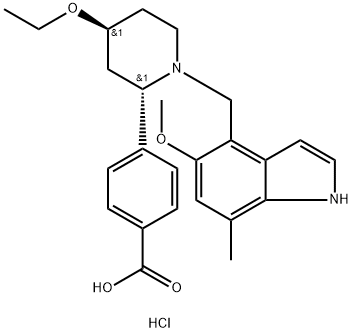 4-((2S,4S)-4-ethoxy-1-((5-methoxy-7-methyl-1H-indol-4-yl)methyl)piperidin-2-yl)benzoicacidhydrochloride 구조식 이미지