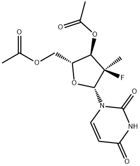 ((2R,3R,4R,5R)-3-acetoxy-5-(2,4-dioxo-3,4-dihydropyrimidin-1(2H)-yl)-4-fluoro-4-methyltetrahydrofuran-2-yl)methyl acetate Structure