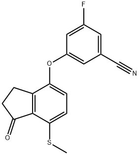 Benzonitrile, 3-[[2,3-dihydro-7-(methylthio)-1-oxo-1H-inden-4-yl]oxy]-5-fluoro- Structure