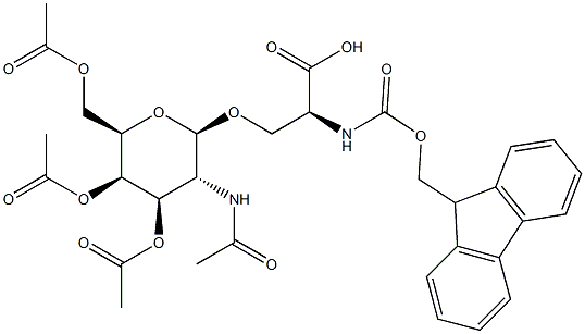 N-[(9H-Fluoren-9-ylmethoxy)carbonyl]-O-[3,4,6-tri-O-acetyl-2-(acetylamino)-2-deoxy-beta-D-galactopyranosyl]-L-serine 구조식 이미지