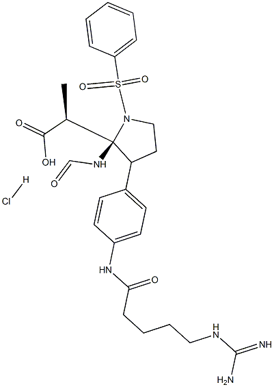 (S)-3-(4-(5-guanidinopentanamido)phenyl)-2-((S)-1-(phenylsulfonyl)pyrrolidine-2-carboxamido)propanoic acid hydrochloride 구조식 이미지