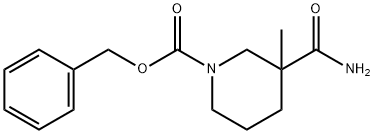 1-piperidinecarboxylic acid, 3-(aminocarbonyl)-3-methyl-, phenylmethyl ester Structure