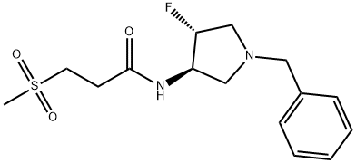 N-((3R,4R)-1-benzyl-4-fluoropyrrolidin-3-yl)-3-(methylsulfonyl)propanamide Structure