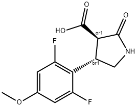 (3S,4R)-4-(2,6-difluoro-4-methoxyphenyl)-2-oxopyrrolidine-3-carboxylicacid Structure