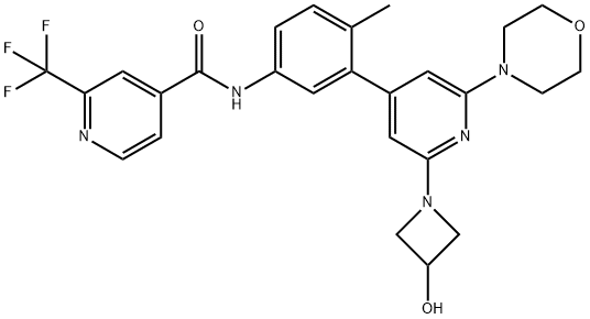 N-(3-(2-(3-hydroxyazetidin-1-yl)-6-morpholinopyridin-4-yl)-4-methylphenyl)-2-(trifluoromethyl)isonicotinamide Structure