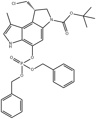 tert-butyl(S)-5-((bis(benzyloxy)phosphoryl)oxy)-1-(chloromethyl)-8-methyl-1,6-dihydropyrrolo[3,2-e]indole-3(2H)-carboxylate Structure