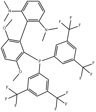 2'-(Bis(3,5-bis(trifluoromethyl)phenyl)phosphino)-3',6'-dimethoxy-N2,N2,N6,N6-tetramethyl-[1,1'-biphenyl]-2,6-diamine 구조식 이미지