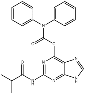 Diphenylcarbamic acid 2-[(2-methyl-1-oxopropyl)amino]-1H-purin-6-yl ester 구조식 이미지