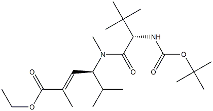 2-Hexenoic acid, 4-[[(2S)-2-[[(1,1-dimethylethoxy)carbonyl]amino]-3,3-dimethyl-1-oxobutyl]methylamino]-2,5-dimethyl-, ethyl ester, (2E,4S)- 구조식 이미지