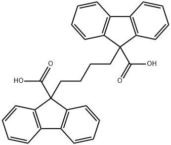 9,9'-(butane-1,4-diyl)bis(9H-fluorene-9-carboxylic acid) Structure