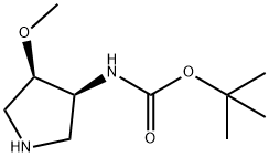 Carbamic acid, N-[(3S,4R)-4-methoxy-3-pyrrolidinyl]-, 1,1-dimethylethyl ester Structure