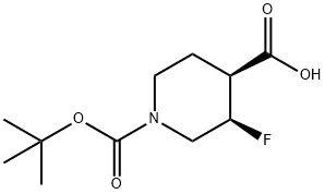 (3R,4S)-1-(tert-butoxycarbonyl)-3-fluoropiperidine-4-carboxylic acid Structure