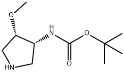 Carbamic acid, N-[(3R,4S)-4-methoxy-3-pyrrolidinyl]-, 1,1-dimethylethyl ester 구조식 이미지