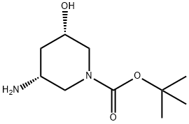 (3R,5S)-3-Amino-5-hydroxy-piperidine-1-carboxylic acid tert-butyl ester 구조식 이미지