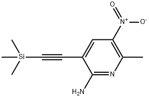 6-methyl-5-nitro-3-((trimethylsilyl)ethynyl)pyridin-2-amine 구조식 이미지