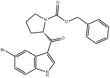 1-Pyrrolidinecarboxylic acid, 2-[(5-bromo-1H-indol-3-yl)carbonyl]-, phenylmethyl ester, (S)- 구조식 이미지