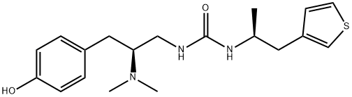 1-((S)-2-(dimethylamino)-3-(4-hydroxyphenyl)propyl)-3-((S)-1-(thiophen-3-yl)propan-2-yl)urea 구조식 이미지