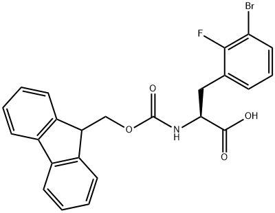 N-Fmoc-3-bromo-2-fluoro-L-phenylalanine 구조식 이미지