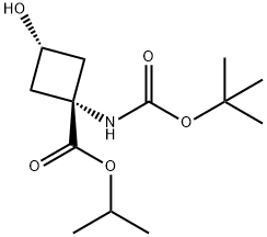 propan-2-yl -1-{[(tert-butoxy)carbonyl]amino}-3-hydroxycyclobutane-1-carboxylate,trans- 구조식 이미지