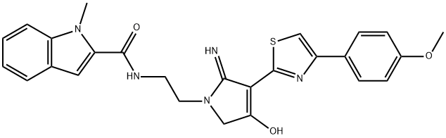 N-(2-(4-hydroxy-2-imino-3-(4-(4-methoxyphenyl)thiazol-2-yl)-2,5-dihydro-1H-pyrrol-1-yl)ethyl)-1-methyl-1H-indole-2-carboxamide 구조식 이미지
