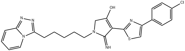 1-(5-([1,2,4]triazolo[4,3-a]pyridin-3-yl)pentyl)-4-(4-(4-chlorophenyl)thiazol-2-yl)-5-imino-2,5-dihydro-1H-pyrrol-3-ol Structure